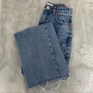 ZARA Ripped Wide Leg Jeans